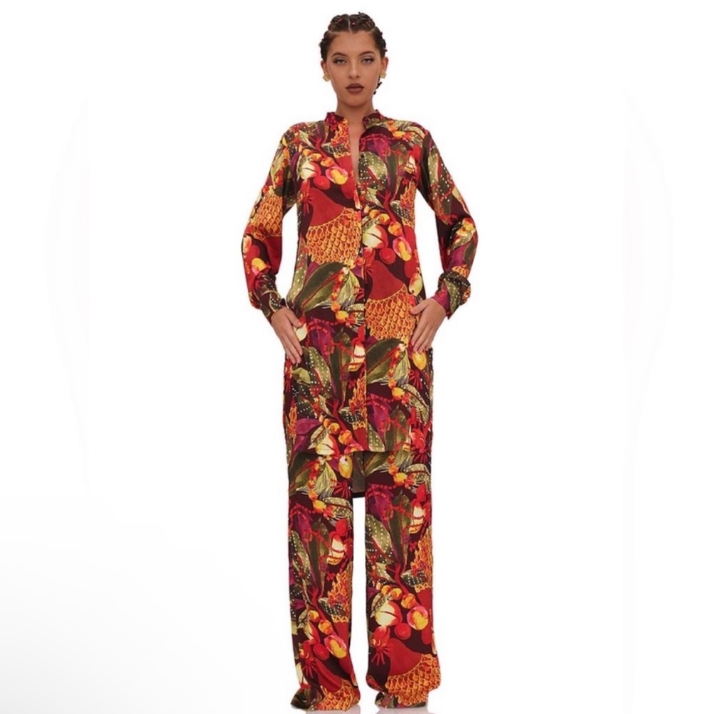 ANDREA IYAMAH UCHI PANTS in cola print
